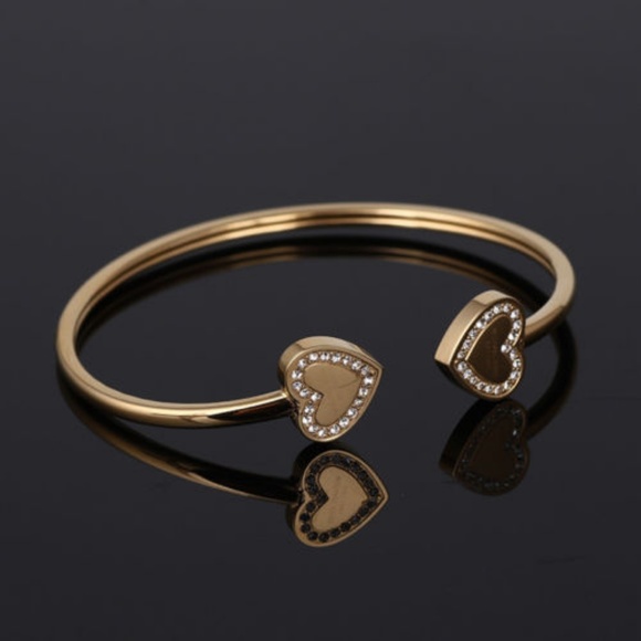 NEW Michael Kors Heart Pave Crystal Gold Bracelet - Picture 2 of 11